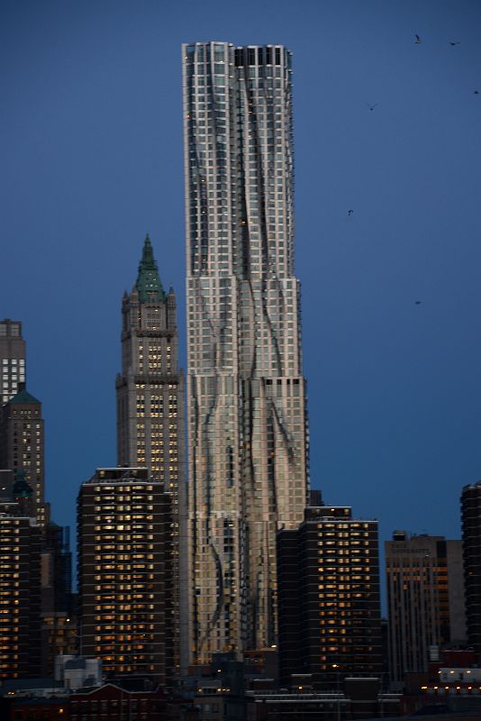 04 New York Financial District Woolworth Building, New York by Gehry At Dawn From Brooklyn Heights